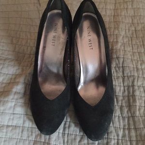 Black suede high heels